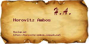 Horovitz Ambos névjegykártya